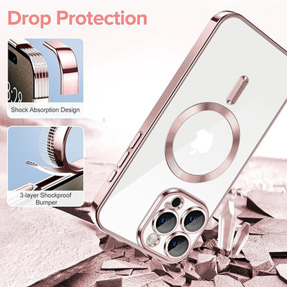 Capa MagSafe para Apple iPhone 15 Pro, Techsuit, Luxury Crystal, Rosa
