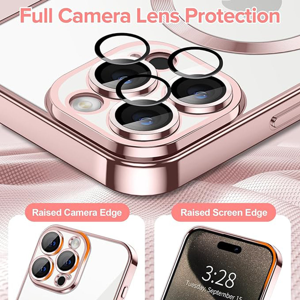 Capa MagSafe para Apple iPhone 15 Pro, Techsuit, Luxury Crystal, Rosa