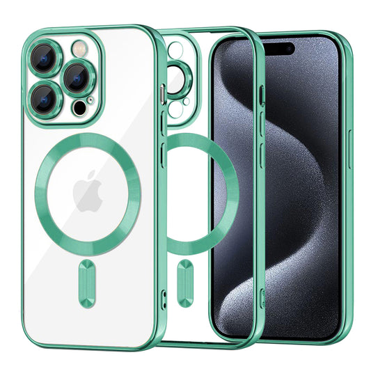 Capa MagSafe para Apple iPhone 15 Pro, Techsuit, Luxury Crystal, Verde Claro