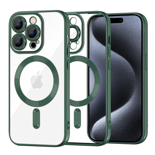 Capa MagSafe para Apple iPhone 15 Pro, Techsuit, Luxury Crystal, Verde Escuro