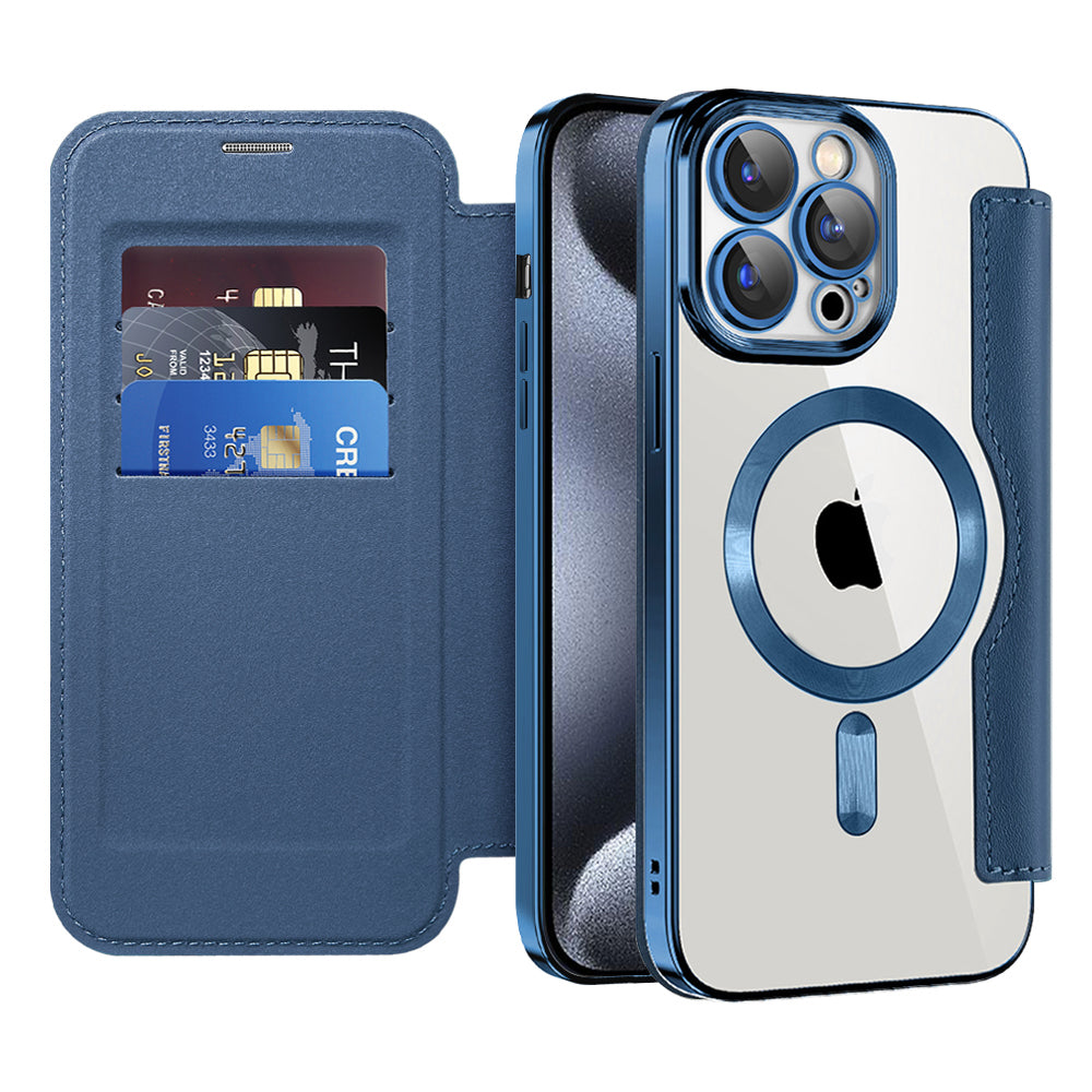 Capa MagSafe para Apple iPhone 15 Pro, Techsuit, SmartMag Book, Azul