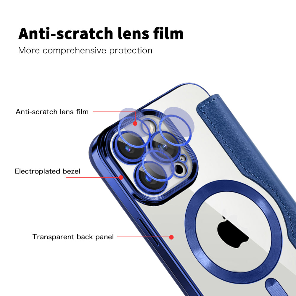 Capa MagSafe para Apple iPhone 15 Pro, Techsuit, SmartMag Book, Azul