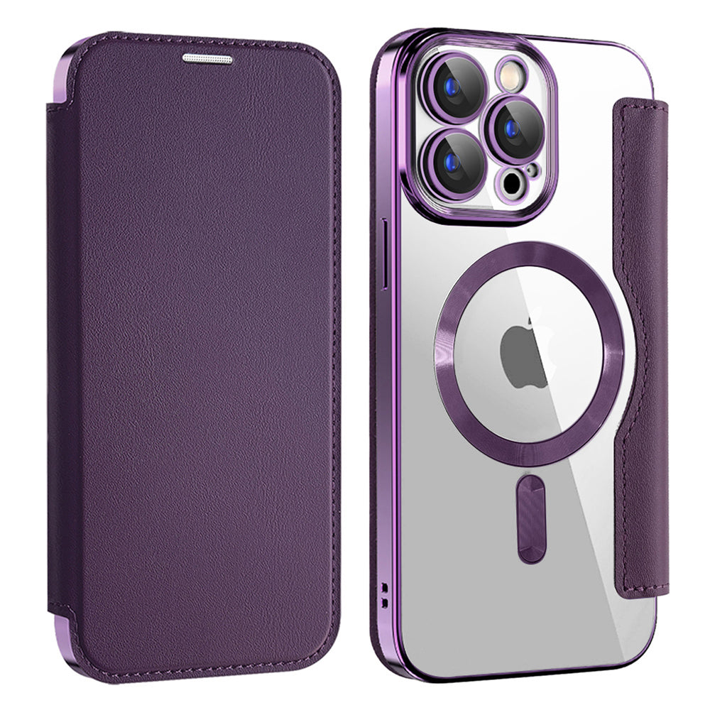 Capa MagSafe para Apple iPhone 15 Pro, Techsuit, SmartMag Book, Roxo