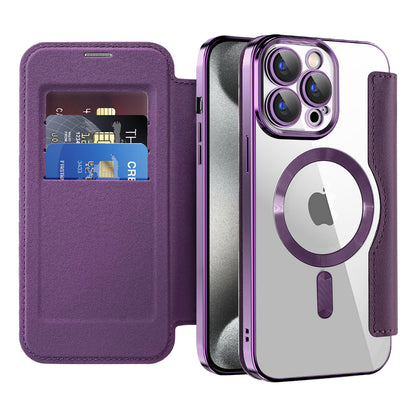 Capa MagSafe para Apple iPhone 15 Pro, Techsuit, SmartMag Book, Roxo