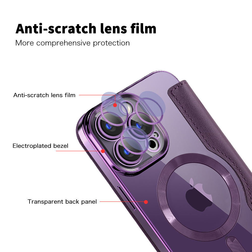 Capa MagSafe para Apple iPhone 15 Pro, Techsuit, SmartMag Book, Roxo