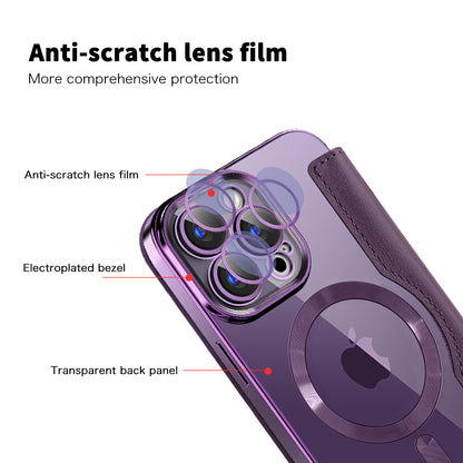 Capa MagSafe para Apple iPhone 15 Pro, Techsuit, SmartMag Book, Roxo