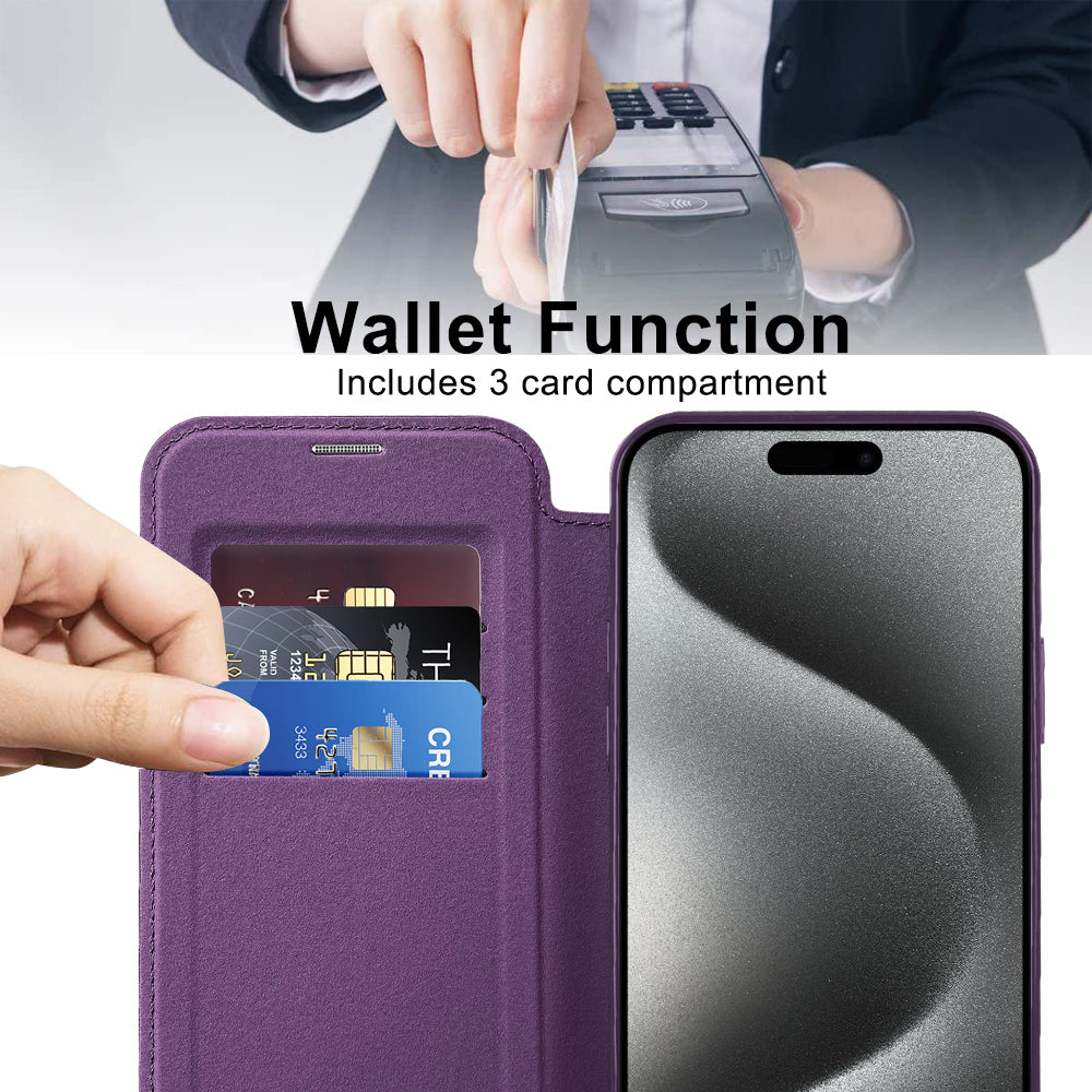 Capa MagSafe para Apple iPhone 15 Pro, Techsuit, SmartMag Book, Roxo