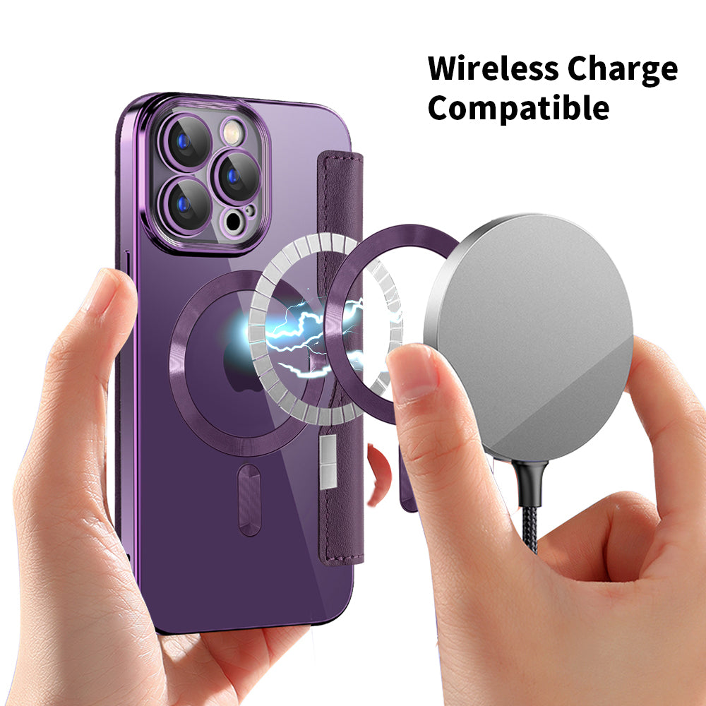 Capa MagSafe para Apple iPhone 15 Pro, Techsuit, SmartMag Book, Roxo