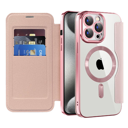 Capa MagSafe para Apple iPhone 15 Pro, Techsuit, SmartMag Book, Rosa