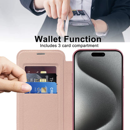 Capa MagSafe para Apple iPhone 15 Pro, Techsuit, SmartMag Book, Rosa