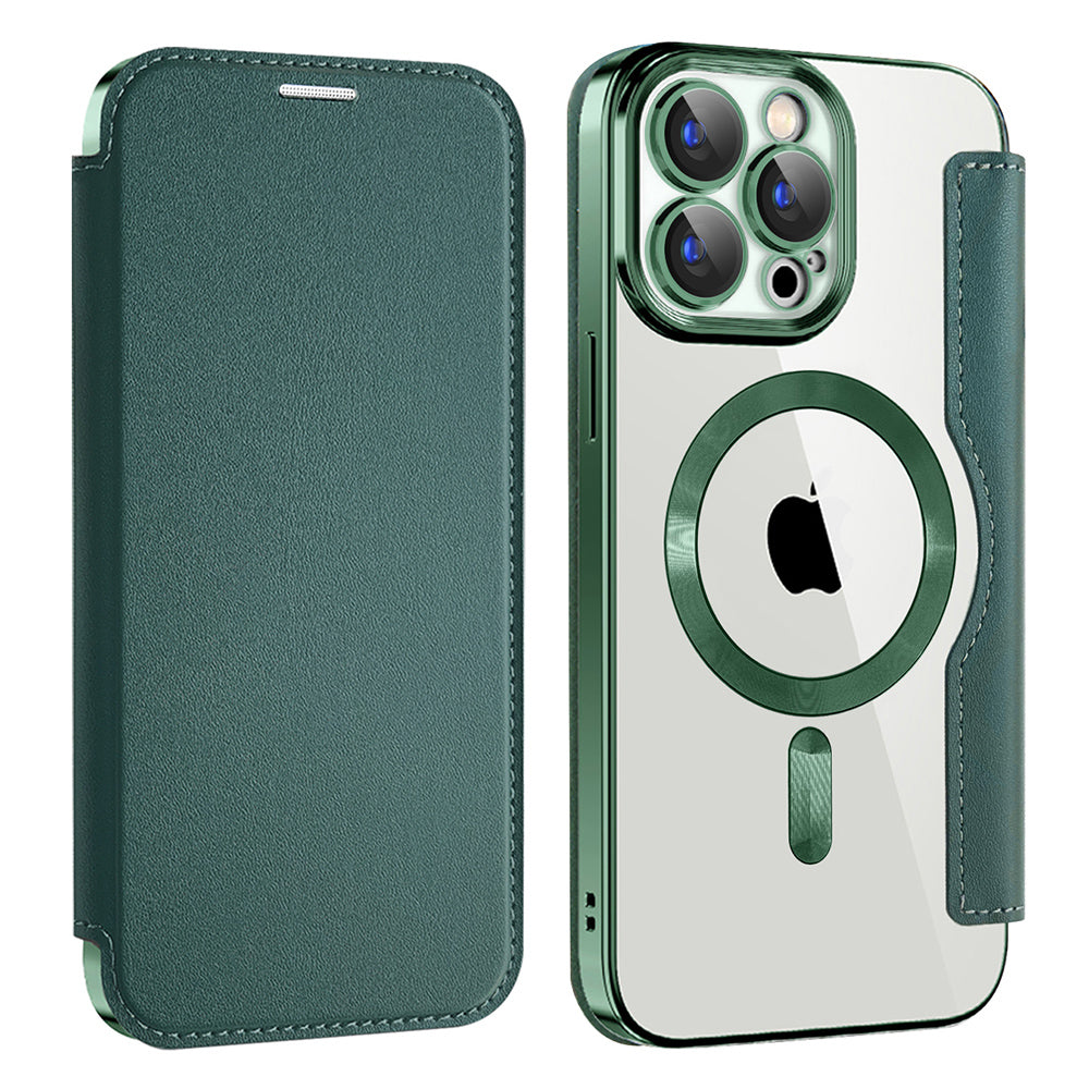 Capa MagSafe para Apple iPhone 15 Pro, Techsuit, SmartMag Book, Verde