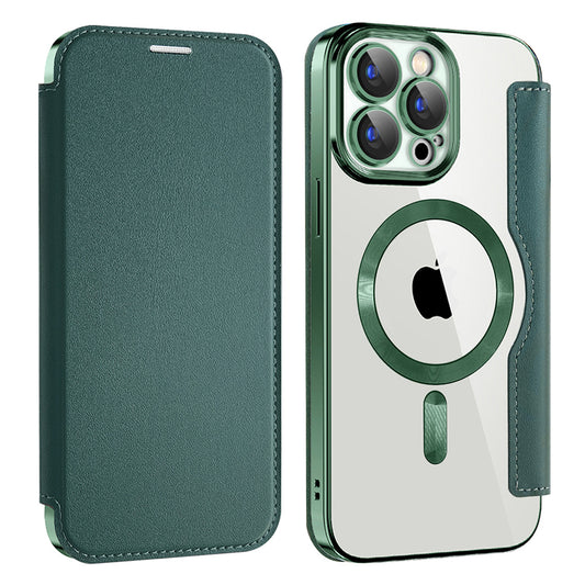 Capa MagSafe para Apple iPhone 15 Pro, Techsuit, SmartMag Book, Verde