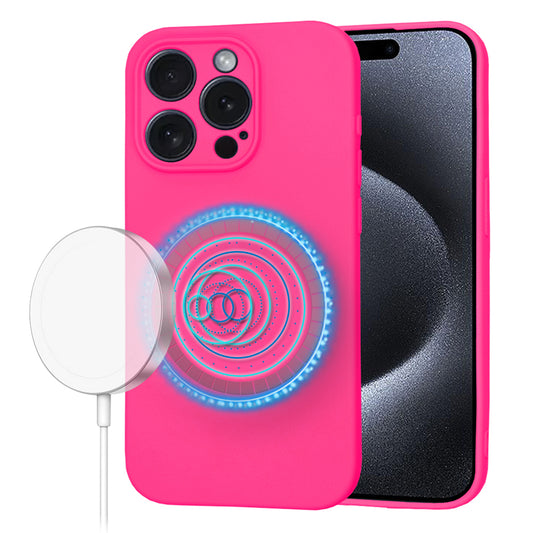 Capa MagSafe para Apple iPhone 15 Pro, Techsuit, SoftFlex, Rosa Escuro