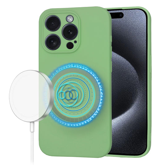 Capa MagSafe para Apple iPhone 15 Pro, Techsuit, SoftFlex, Verde Claro