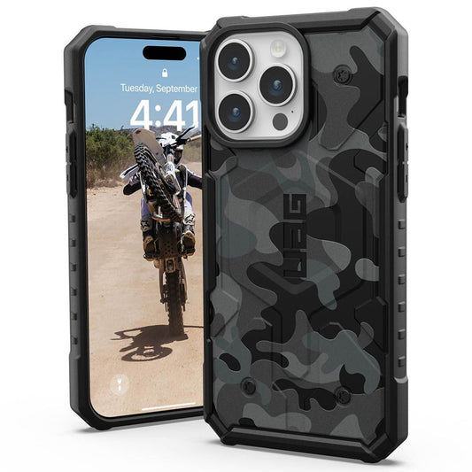 Capa MagSafe para Apple iPhone 15 Pro, Urban Armor Gear, Pathfinder SE Midnight Camo, Camuflagem