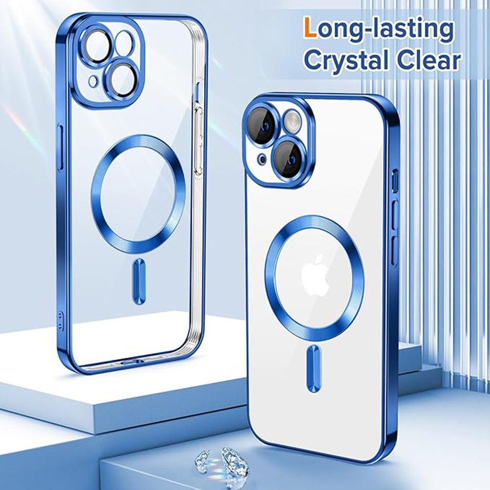 Capa MagSafe para Apple iPhone 15, Techsuit, Luxury Crystal, Azul Escuro