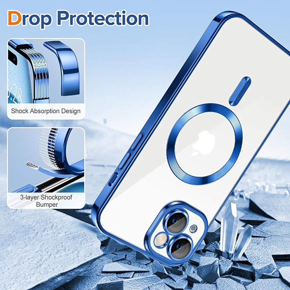 Capa MagSafe para Apple iPhone 15, Techsuit, Luxury Crystal, Azul Escuro