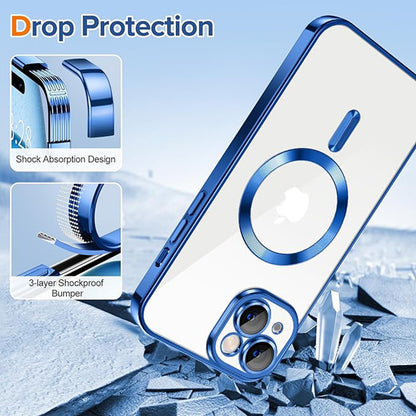 Capa MagSafe para Apple iPhone 15, Techsuit, Luxury Crystal, Azul Escuro