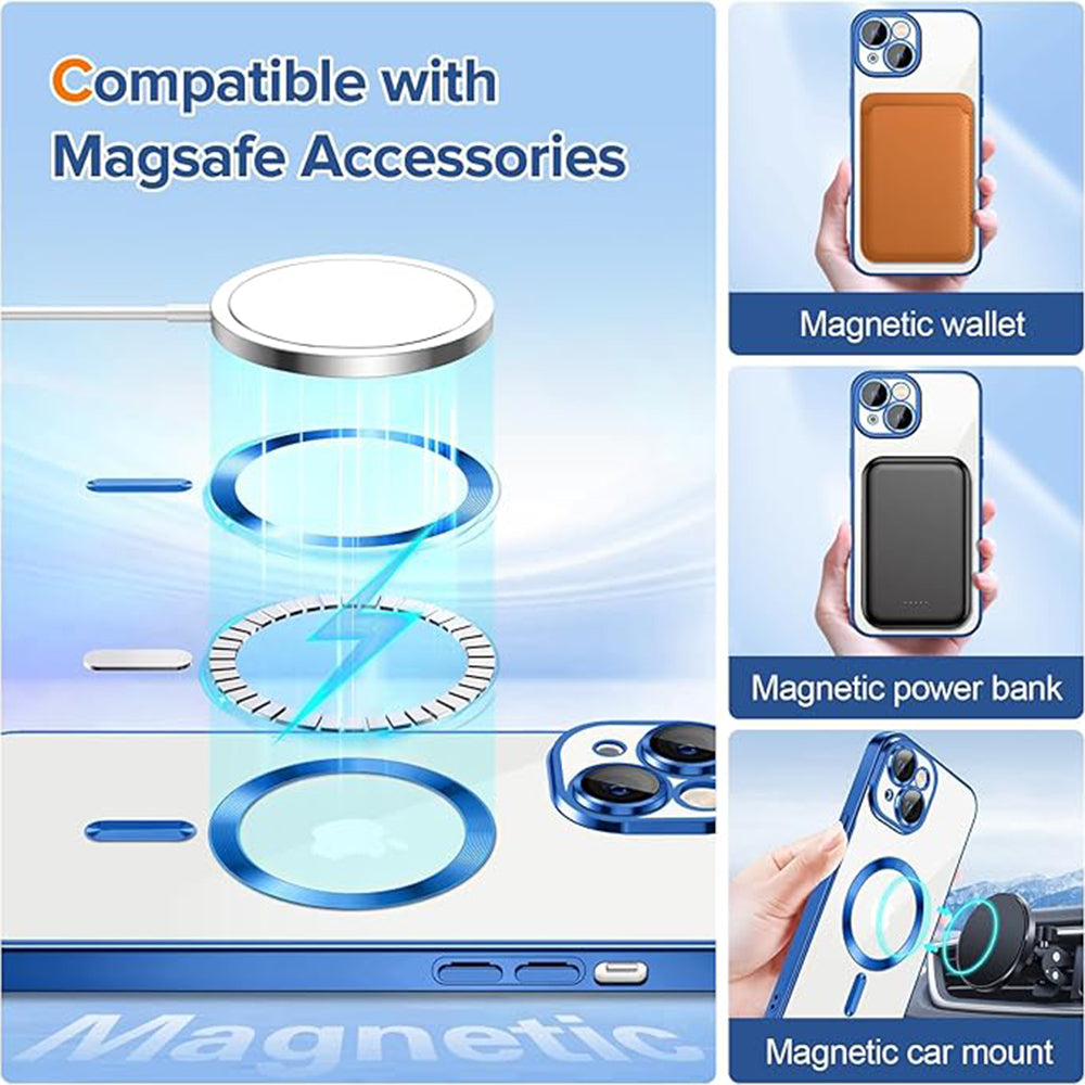 Capa MagSafe para Apple iPhone 15, Techsuit, Luxury Crystal, Azul Escuro