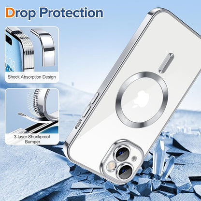 Capa MagSafe para Apple iPhone 15, Techsuit, Luxury Crystal, Prateada