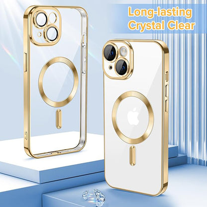 Capa MagSafe para Apple iPhone 15, Techsuit, Luxury Crystal, Dourada