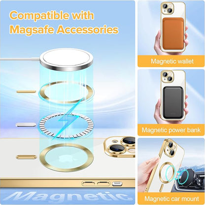 Capa MagSafe para Apple iPhone 15, Techsuit, Luxury Crystal, Dourada