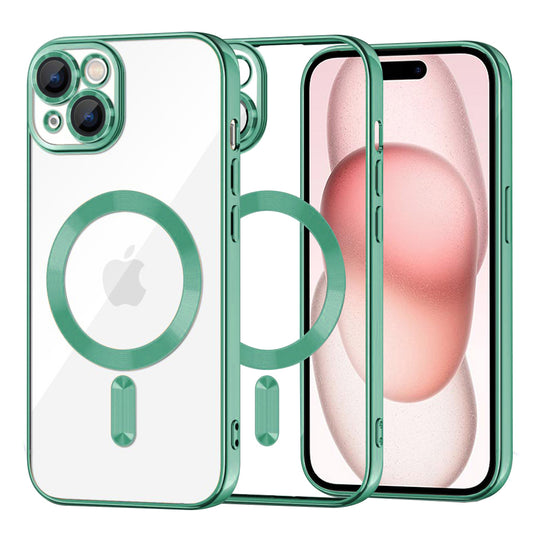 Capa MagSafe para Apple iPhone 15, Techsuit, Luxury Crystal, Verde Claro