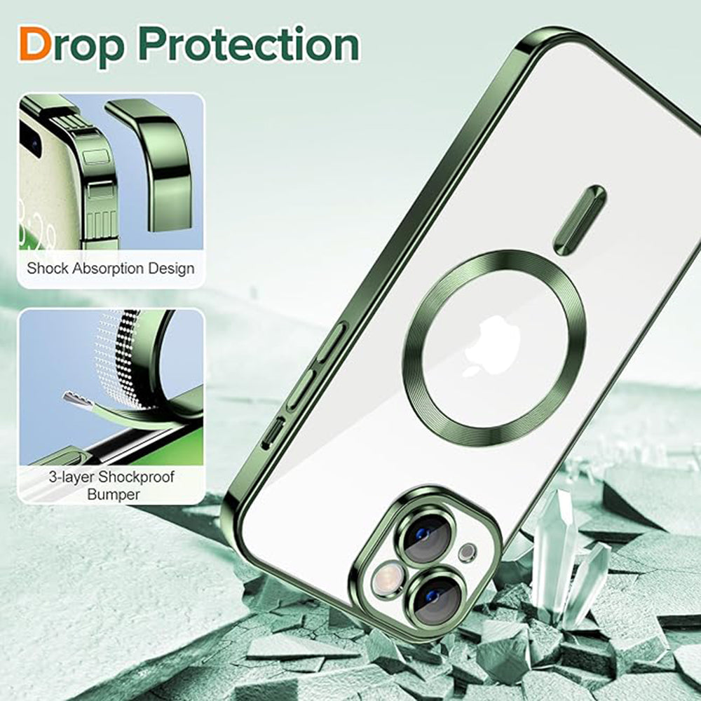 Capa MagSafe para Apple iPhone 15, Techsuit, Luxury Crystal, Verde Escuro