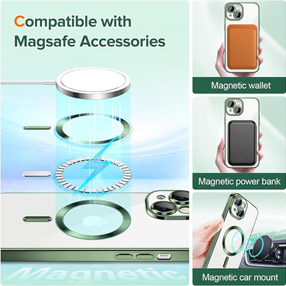Capa MagSafe para Apple iPhone 15, Techsuit, Luxury Crystal, Verde Escuro