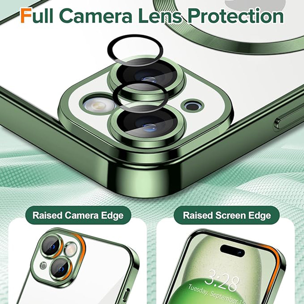 Capa MagSafe para Apple iPhone 15, Techsuit, Luxury Crystal, Verde Escuro