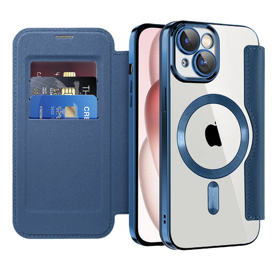 Capa MagSafe para Apple iPhone 15, Techsuit, SmartMag Book, Azul