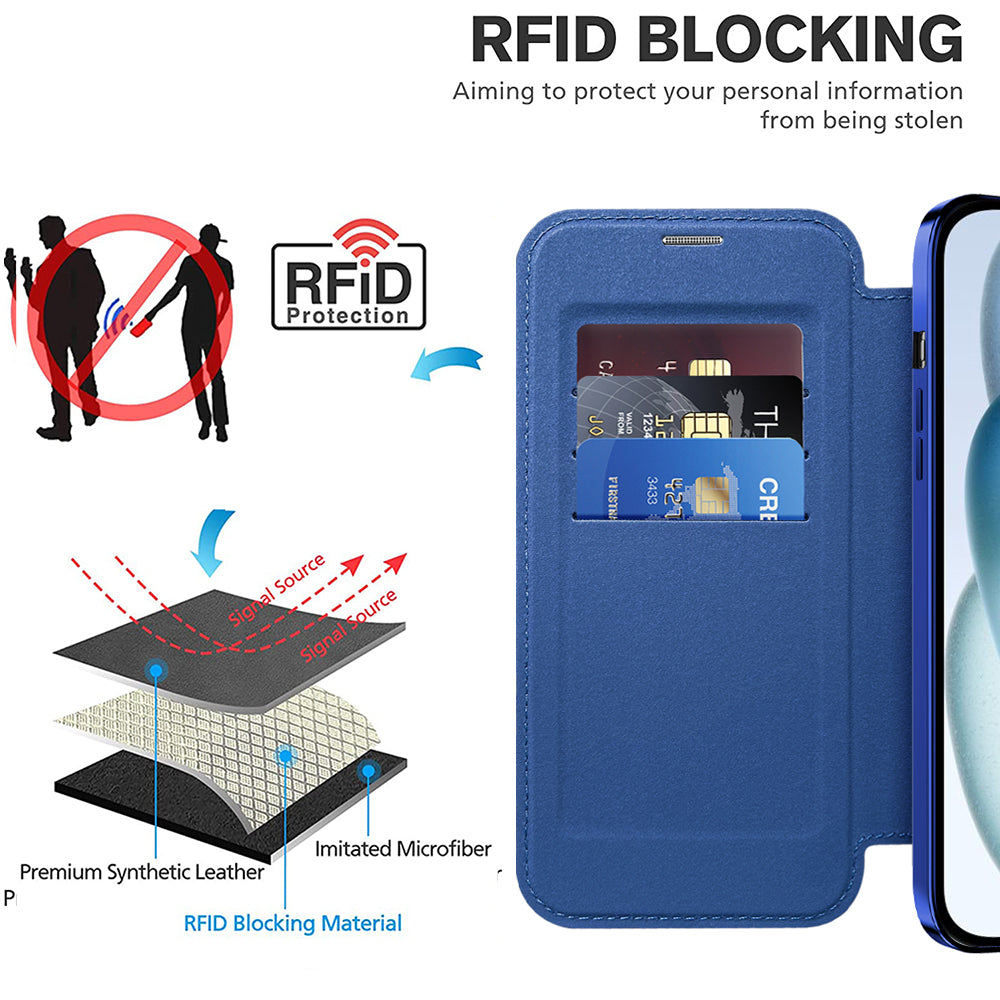 Capa MagSafe para Apple iPhone 15, Techsuit, SmartMag Book, Azul