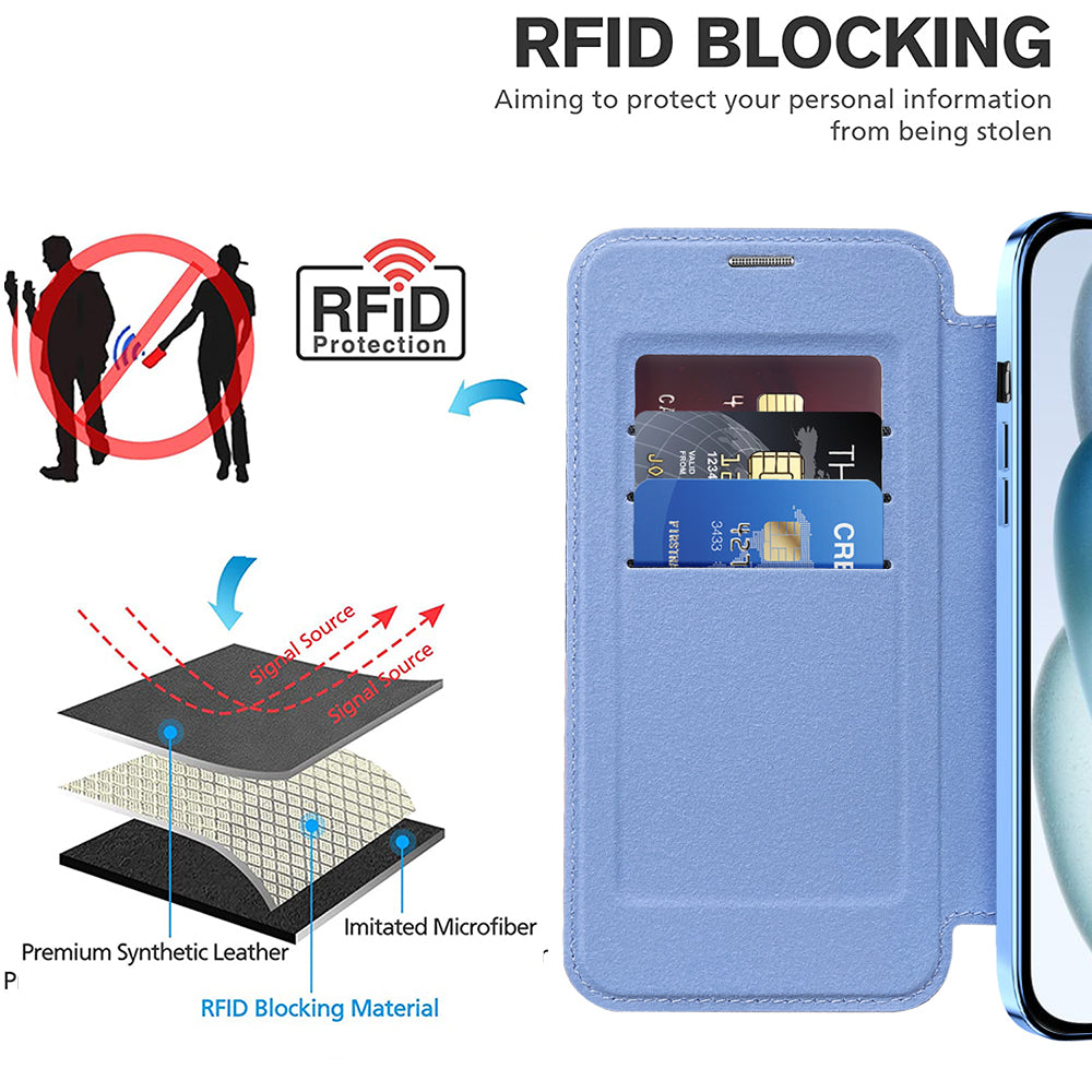 Capa MagSafe para Apple iPhone 15, Techsuit, SmartMag Book, Azul