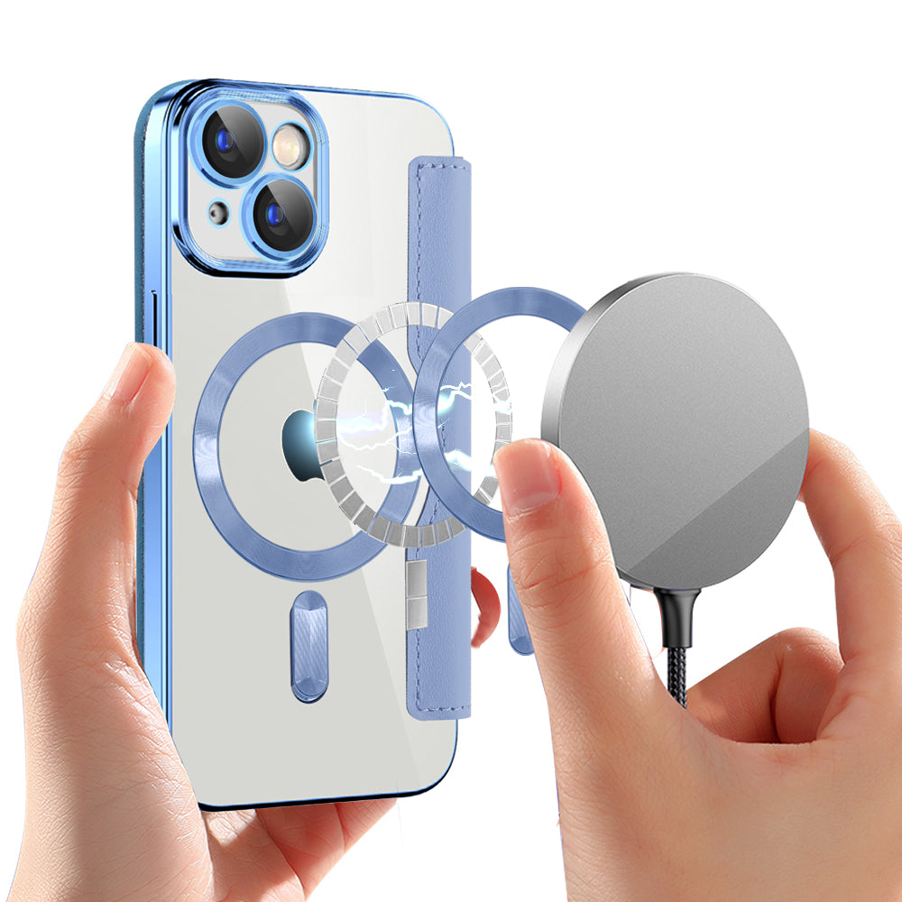Capa MagSafe para Apple iPhone 15, Techsuit, SmartMag Book, Azul