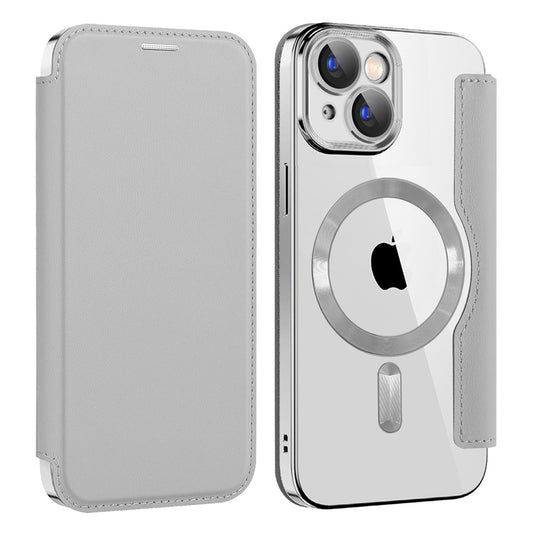 Capa MagSafe para Apple iPhone 15, Techsuit, SmartMag Book, Cinzento