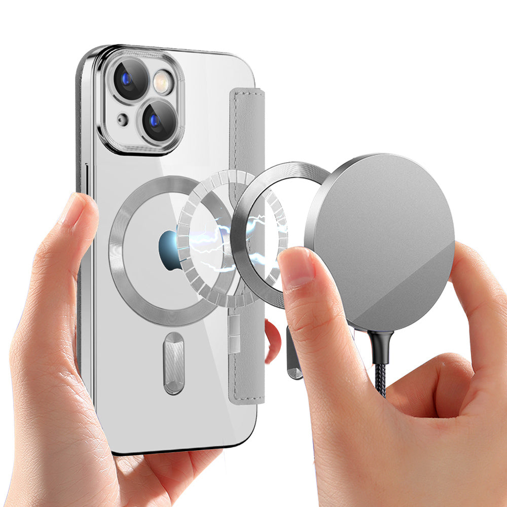 Capa MagSafe para Apple iPhone 15, Techsuit, SmartMag Book, Cinzento