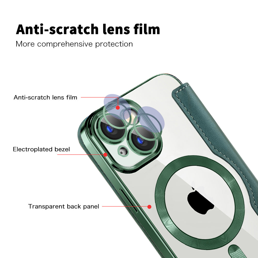Capa MagSafe para Apple iPhone 15, Techsuit, SmartMag Book, Verde