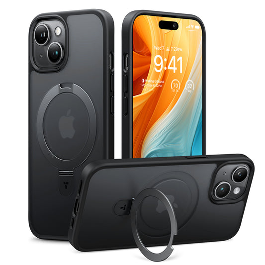 Capa MagSafe para Apple iPhone 15, Torras, Ostand, Preta