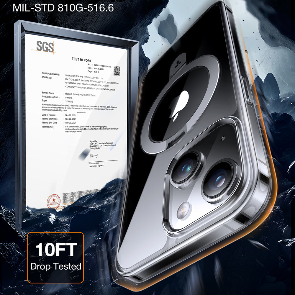 MagSafe Case for Apple iPhone 15, Torras, Ostand, Transparent