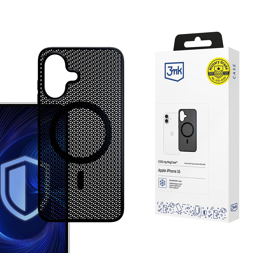 Capa MagSafe para Apple iPhone 16, 3MK, COOLing, Preta