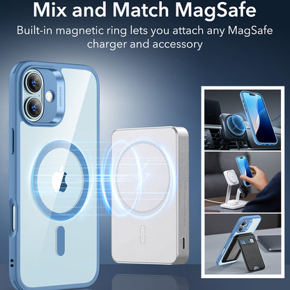 Capa MagSafe para Apple iPhone 16, ESR, Classic Hybrid, Azul Transparente