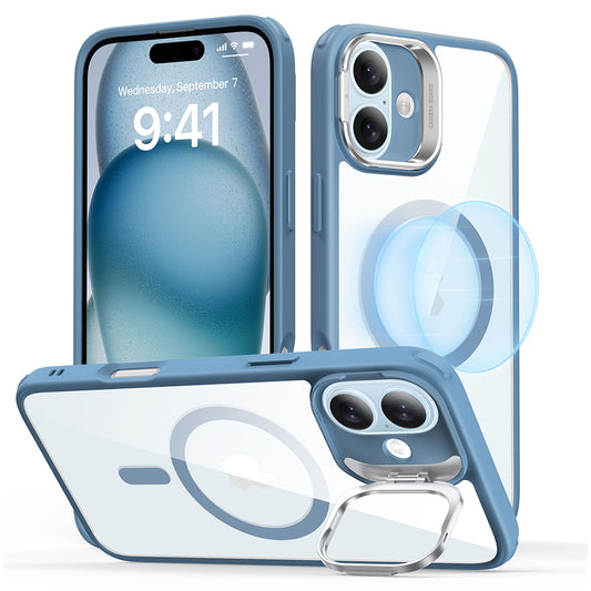 Capa MagSafe para Apple iPhone 16, ESR, Classic Hybrid Kickstand, Azul Transparente