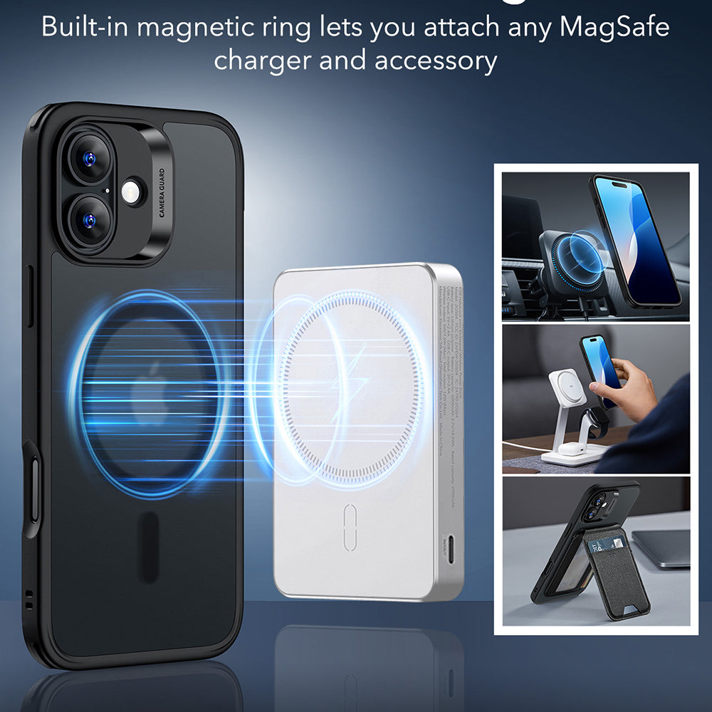 Capa MagSafe para Apple iPhone 16, ESR, Classic Hybrid, Preta Fosca