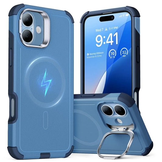 Capa MagSafe para Apple iPhone 16, ESR, Cyber Armor Kickstand, Azul
