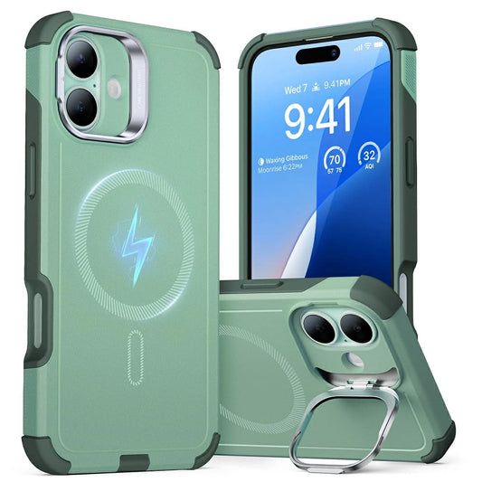 Capa MagSafe para Apple iPhone 16, ESR, Cyber Armor Kickstand, Verde