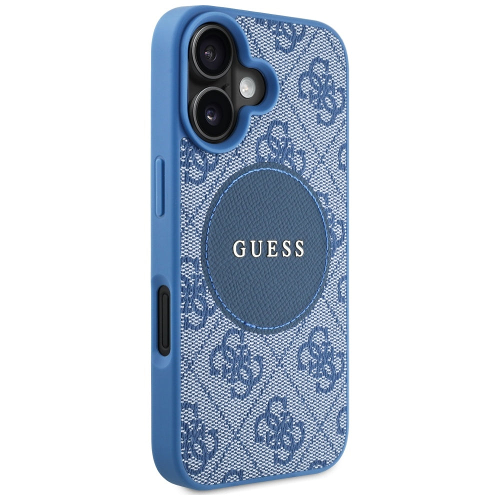 Capa MagSafe para Apple iPhone 16, Guess, 4G Circle Classic Logo, Azul