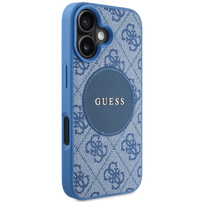 Capa MagSafe para Apple iPhone 16, Guess, 4G Circle Classic Logo, Azul