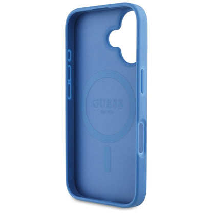 Capa MagSafe para Apple iPhone 16, Guess, 4G Circle Classic Logo, Azul