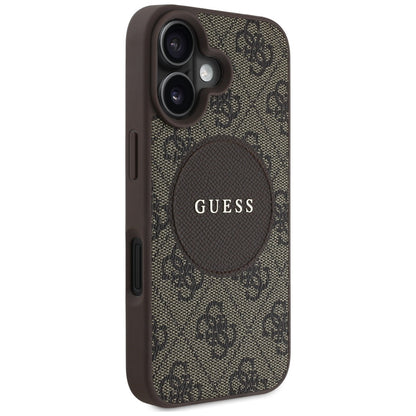 Capa MagSafe para Apple iPhone 16, Guess, 4G Circle Classic Logo, Castanho