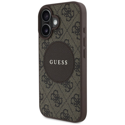 Capa MagSafe para Apple iPhone 16, Guess, 4G Circle Classic Logo, Castanho